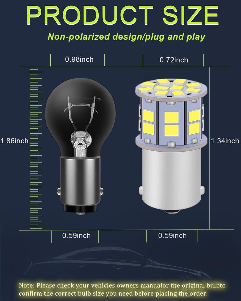 LEDYOTRY 1156 LED Bulb, Super Bright 7506 BA15S P21W 1141 LED Bulbs for Backup Reverse Light, Tail Brake DRL Parking Light, Camper Trailer RV Interior Light, White (Pack of 4) - Image 3